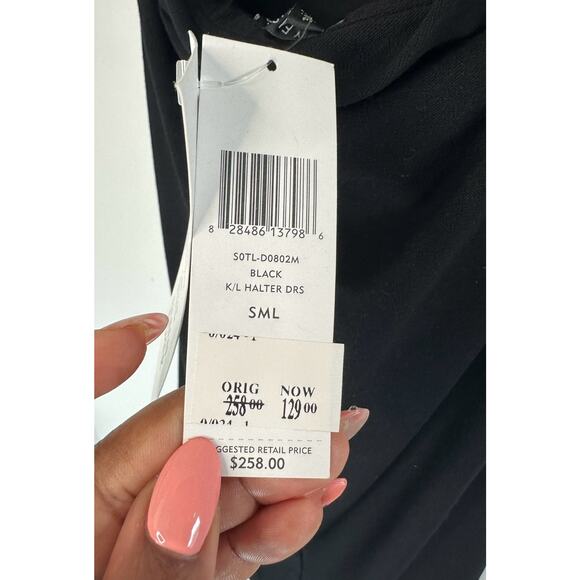 New with Tags Eileen Fisher Lightweight Stretch Crepe Halter Dress Size Small - Picture 2 of 9